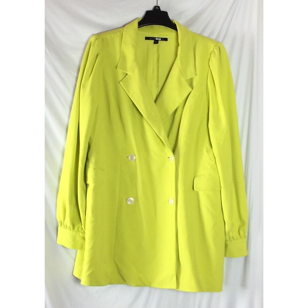 RTR Black Halo Women’s Coat Dress Double Breasted Size 18 Short Chartreuse Flaw